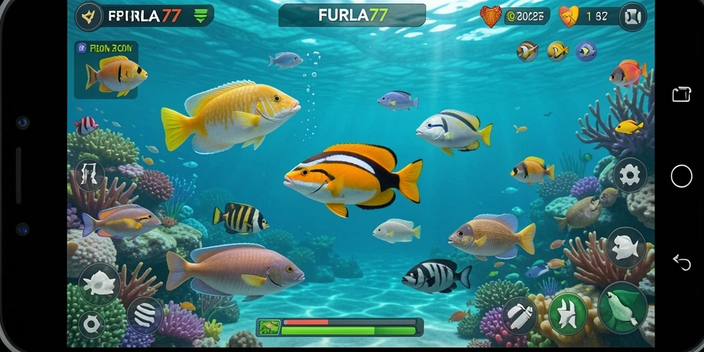 Screenshot FURLA77 menampilkan aksi menembak ikan yang seru.