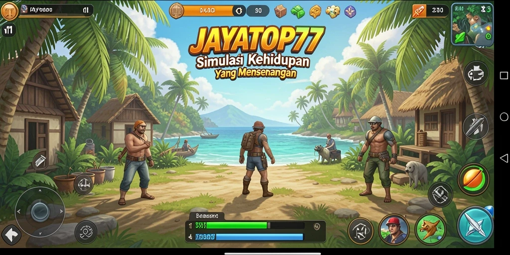 Screenshot gameplay JAYATOP77 menunjukkan interaksi karakter yang dinamis.