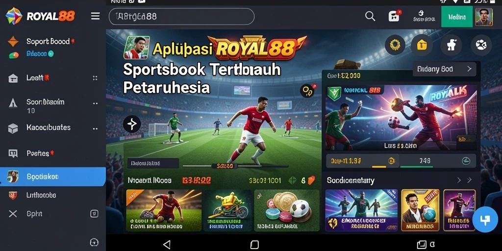 Tampilan gameplay <strong>ROYAL88</strong> dengan fitur Sportsbook yang menarik.