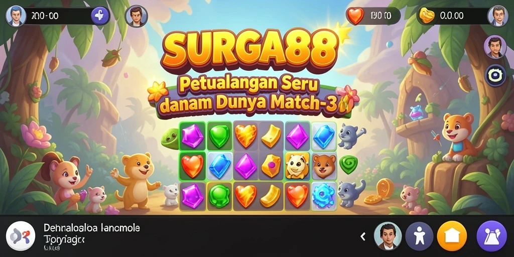 Tampilan gameplay seru dalam SURGA88 dengan permata berwarna-warni.