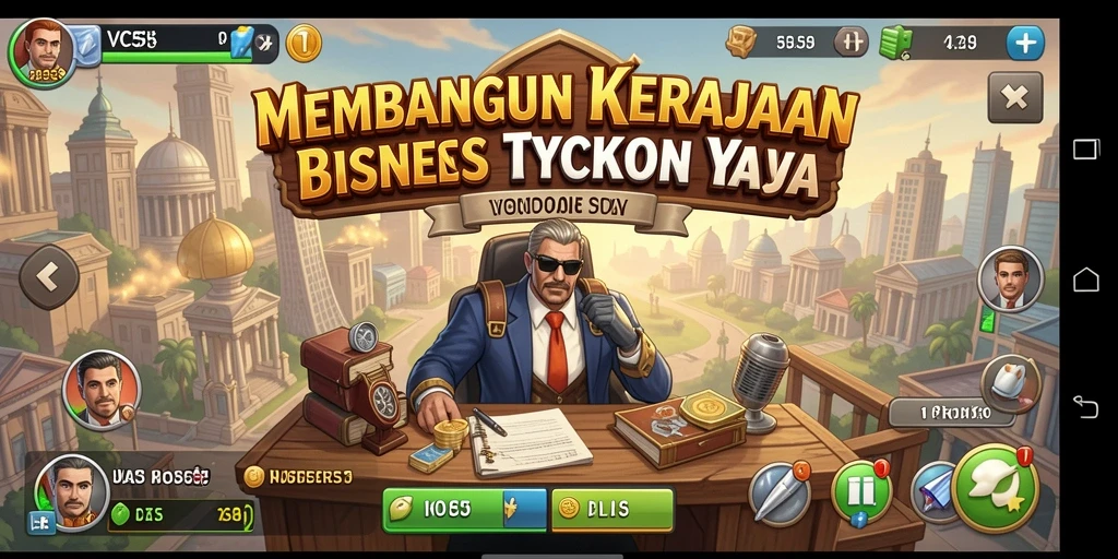 Tangkapan layar utama <strong>VC55</strong> menampilkan gameplay yang mendebarkan dan atmosfer bisnis yang kompetitif.